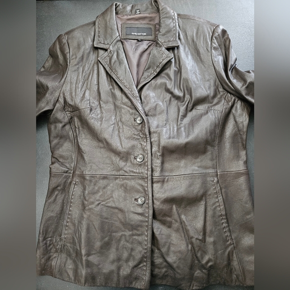 NWOT - Jones New York Leather 3 Button Brown Jacket - Size XL - Picture 6 of 10